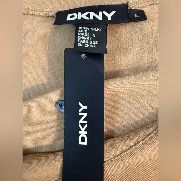 DKNY Silk Camel long sleeve blouse - Picture 4 of 7